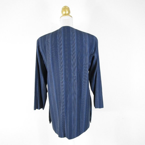 Max Mara Navy Blue Black Striped Wool Blazer Jacket 4 - Picture 7 of 10